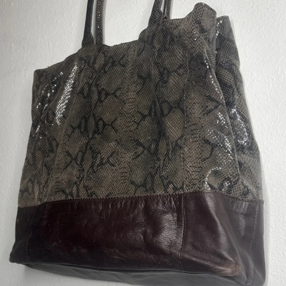 Margot snakeskin and leather tote